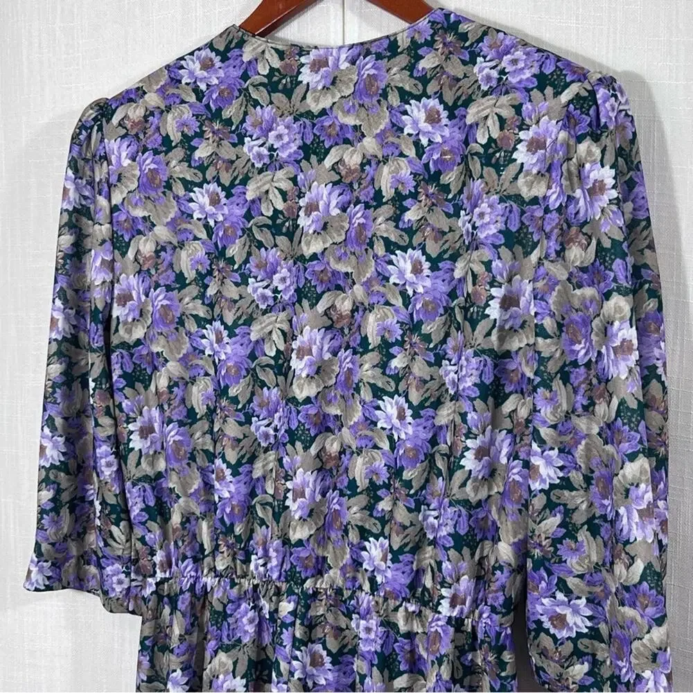 Vintage 70’s California Looks Floral Long Sleeve Button Front Dress Size 12P